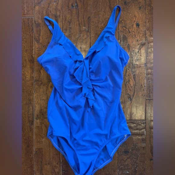 Jantzen Women's 14 One-Piece Cobalt Front Ruffles Swimsuit - Picture 1 of 10